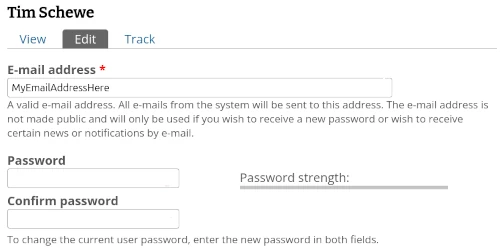 fill in new password