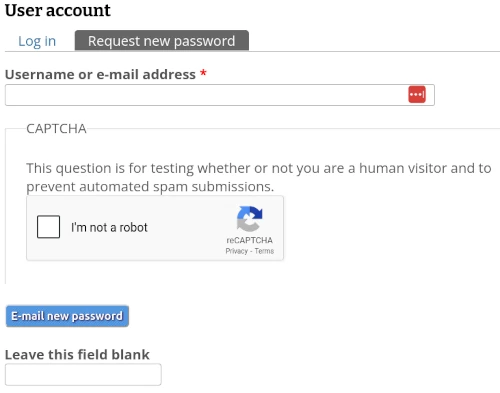 request new password
